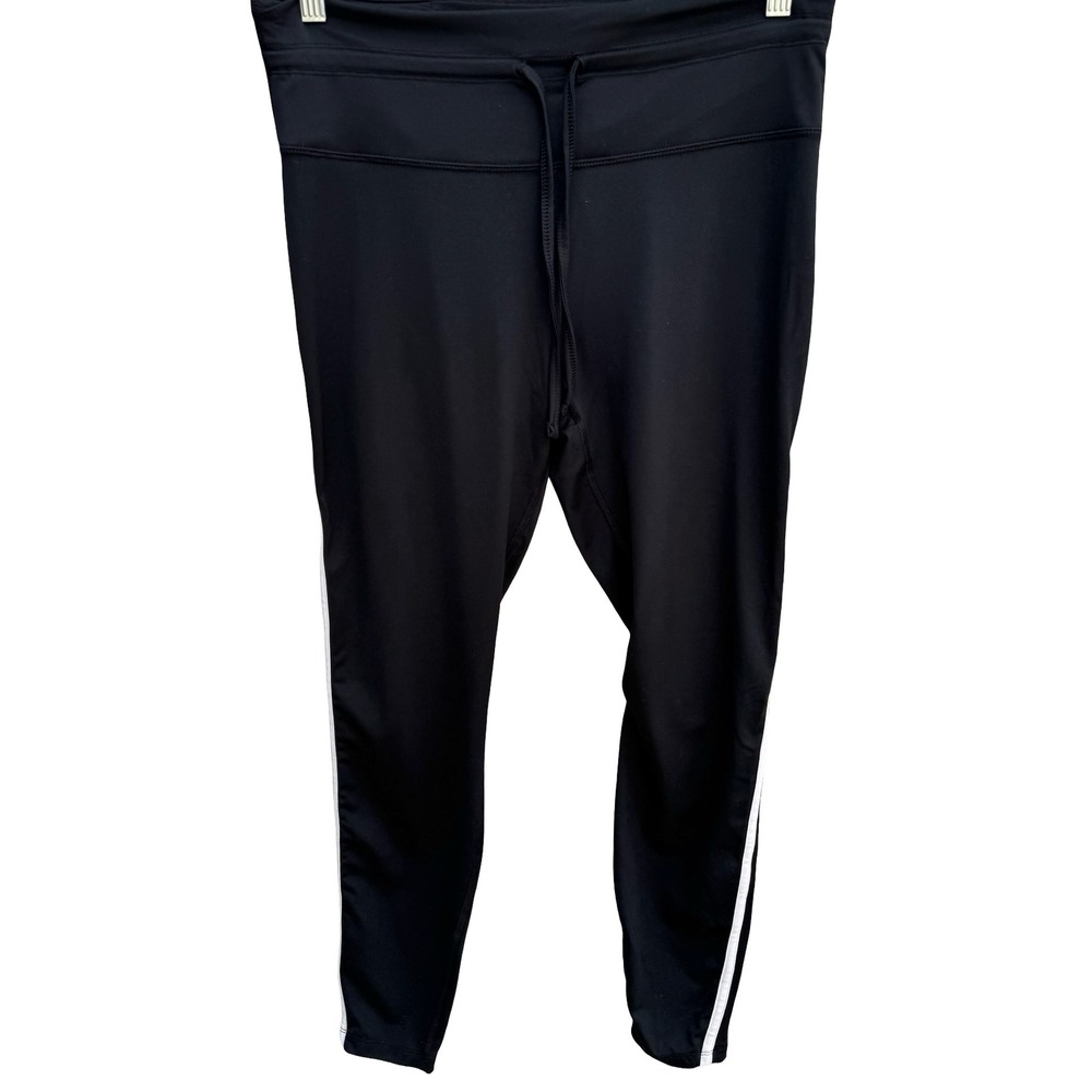 All in Motion XL Black Athletic Leggings White‎ Side Stripe Drawstring Gym Pants